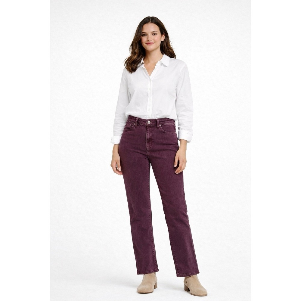 Maroon/Dark Red, Crop Length, Mid-Rise Fitted Ralph Lauren Women's Jeans, Size 6
